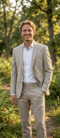 3-delig Pak Mid Beige Sharkskin - Mister Steven
