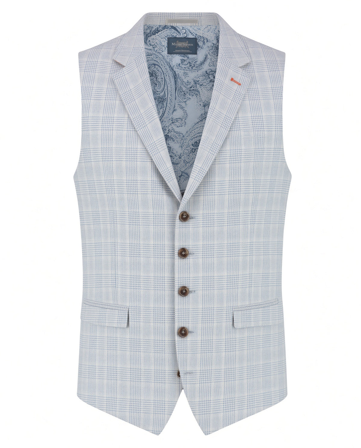 Gilet Geruit Blue Cream "Turin" - Mister Steven