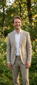 2-delig Pak Mid Beige Sharkskin - Mister Steven