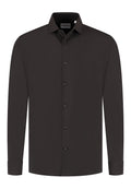 Stretch Overhemd Dark Brown Performance "Oswin" - Flexx