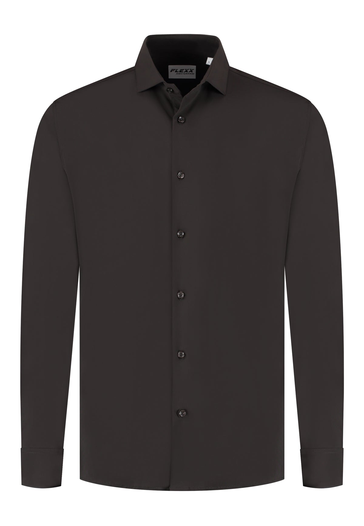 Stretch Overhemd Dark Brown Performance "Oswin" - Flexx