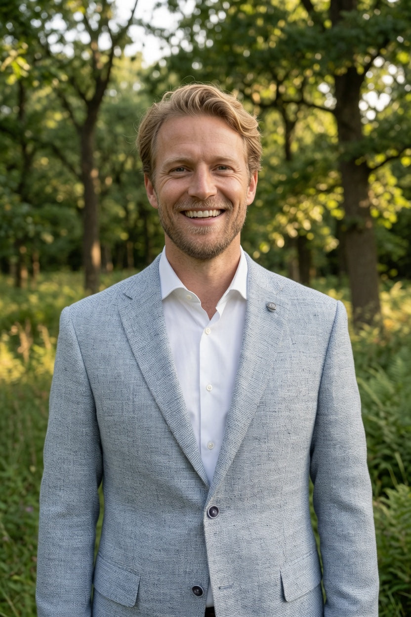 Colbert Katoen-Linnen Blue White - Mister Steven