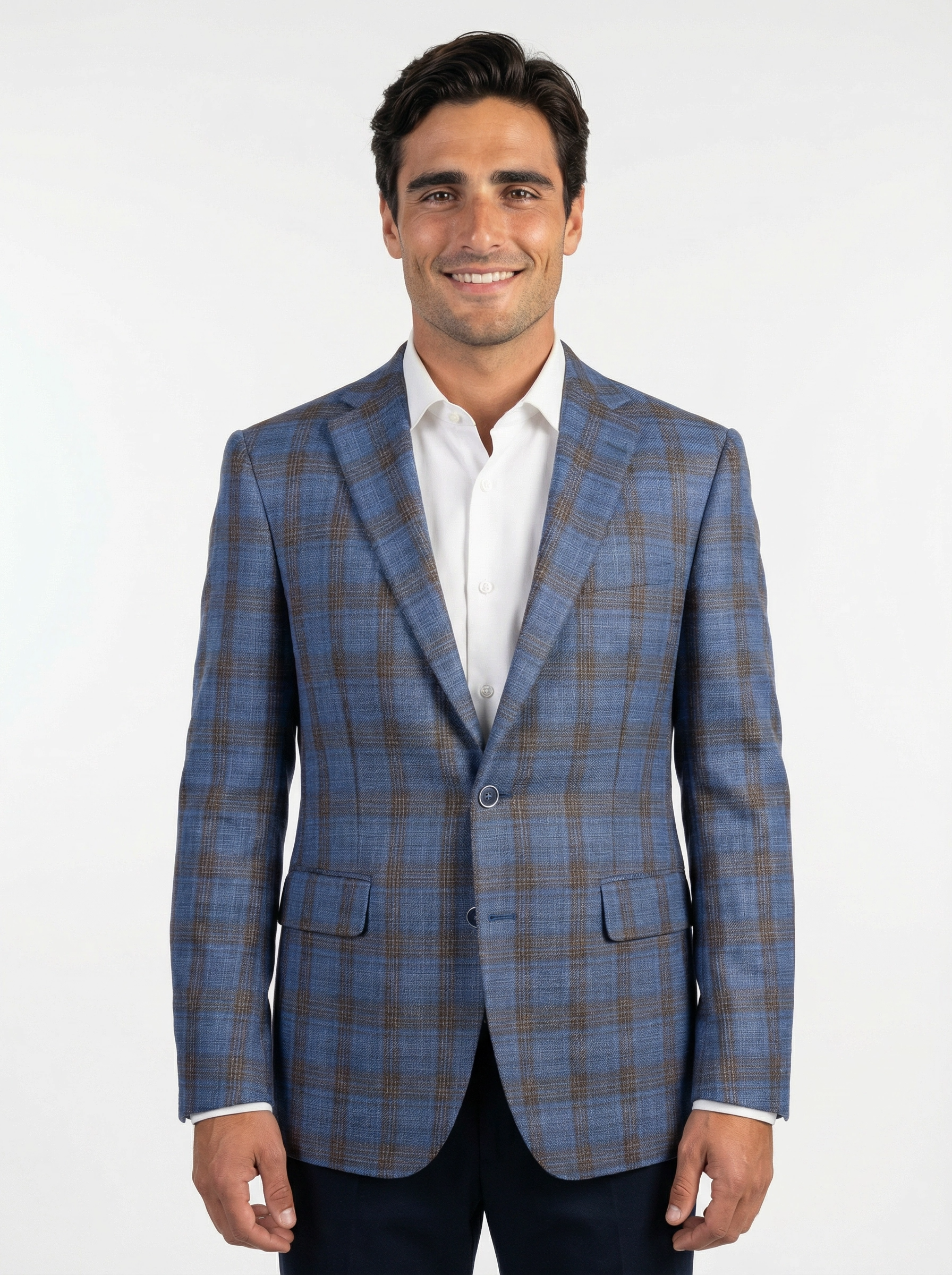 Colbert Mid Blue Brown Checkered - Grenoble
