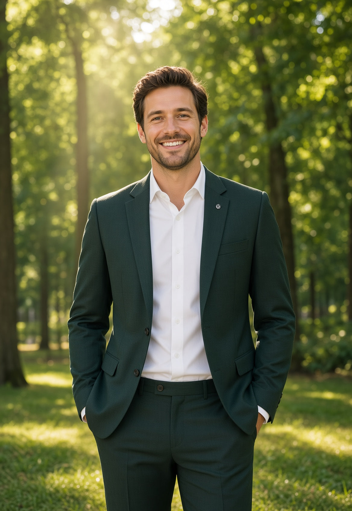 2-delig Pak Dark Green Sharkskin - Mister Steven