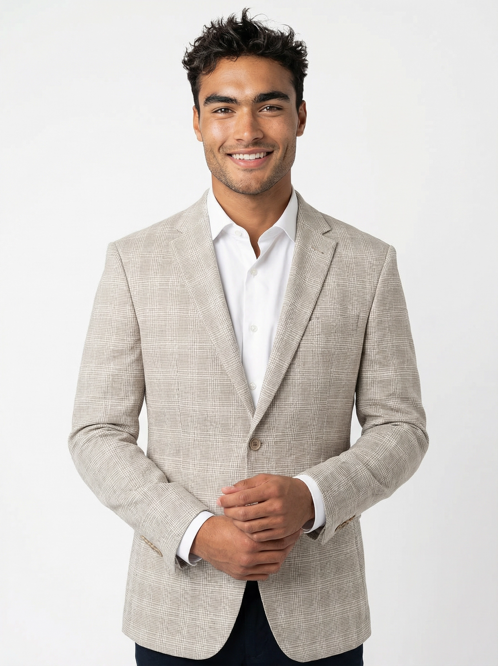 Colbert Light Sand Checkered Jersey - Cannes