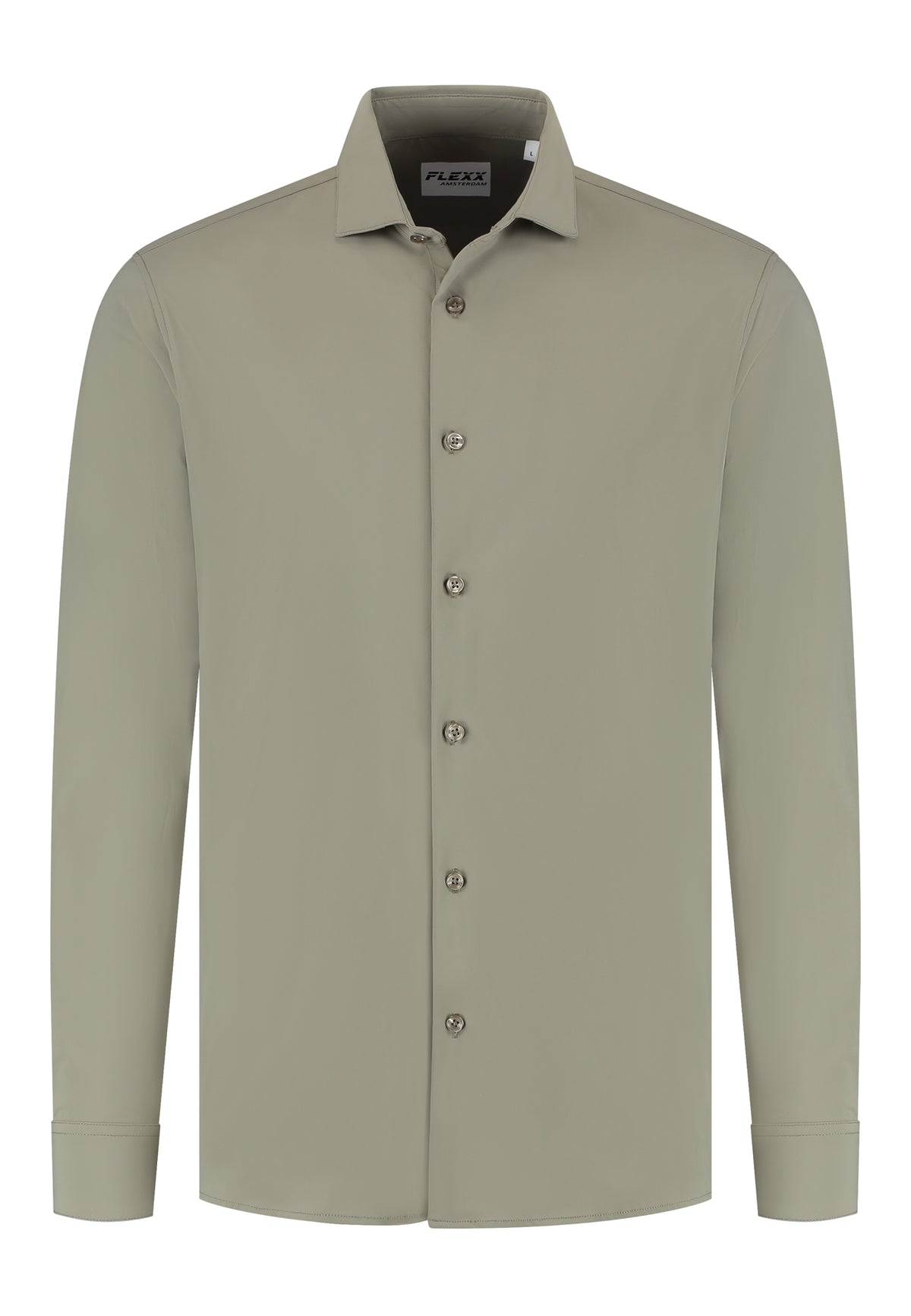 Stretch Overhemd Light Olive Performance "Oswin" - Flexx