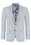 Colbert Geruit Cream Light Blue "Stockholm" - Mister Steven