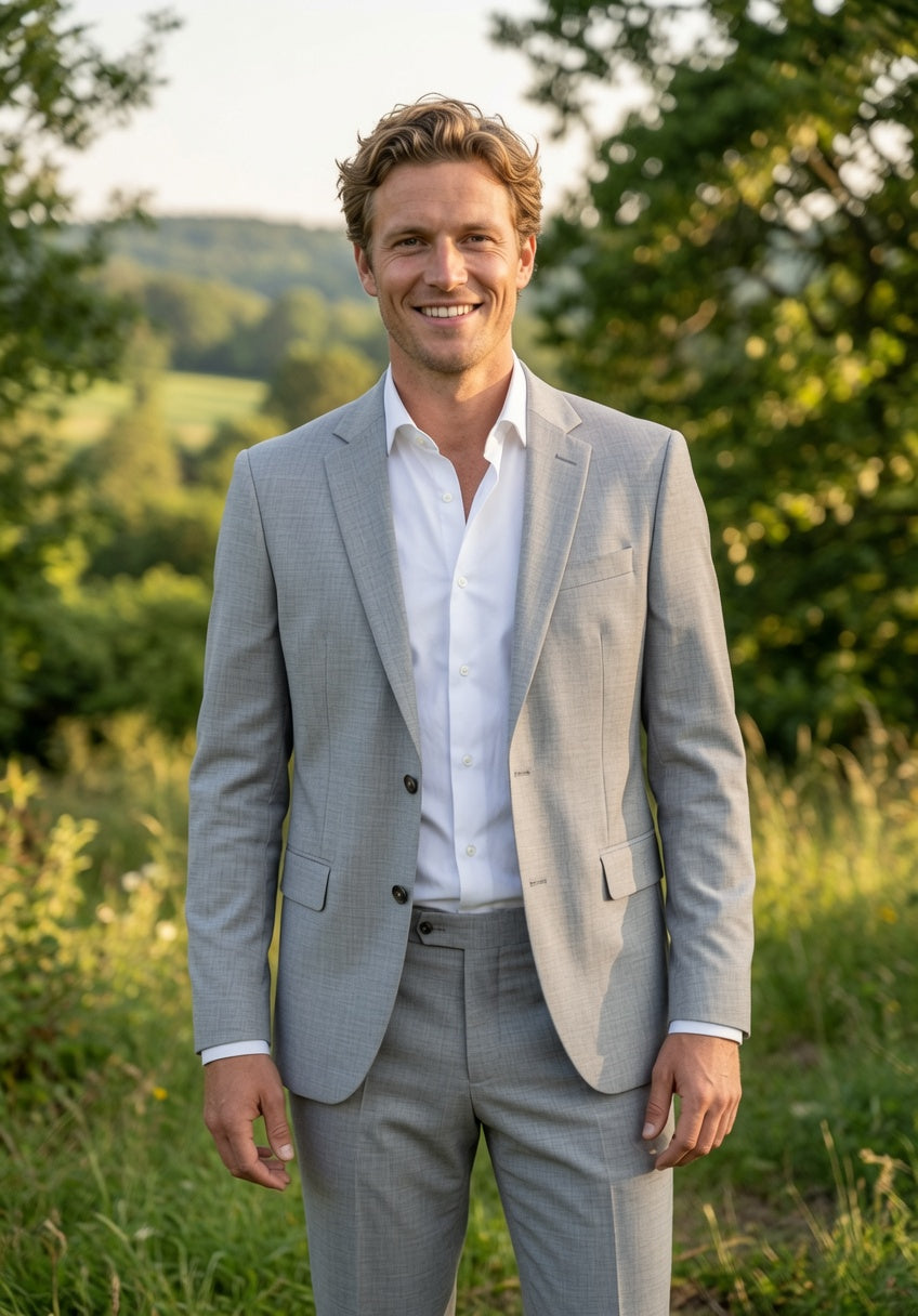 3-delig Pak Light Grey Sharkskin - Mister Steven