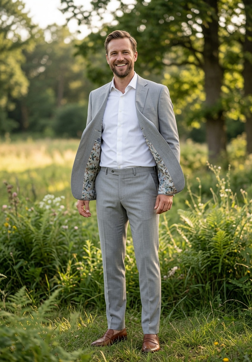 2-delig Pak Streep Light Grey - Mister Steven