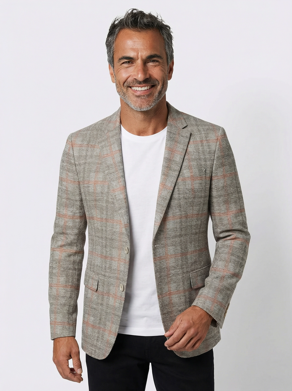 Colbert Light Grey Rust Checkered - Mireille