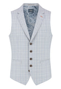 Gilet Geruit Cream Light Blue "Turin" - Mister Steven