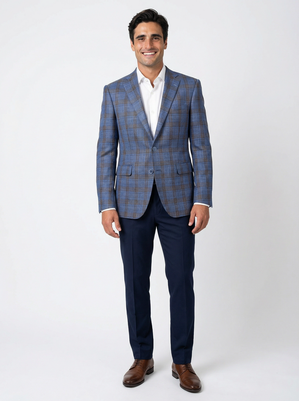 Colbert Mid Blue Brown Checkered - Grenoble