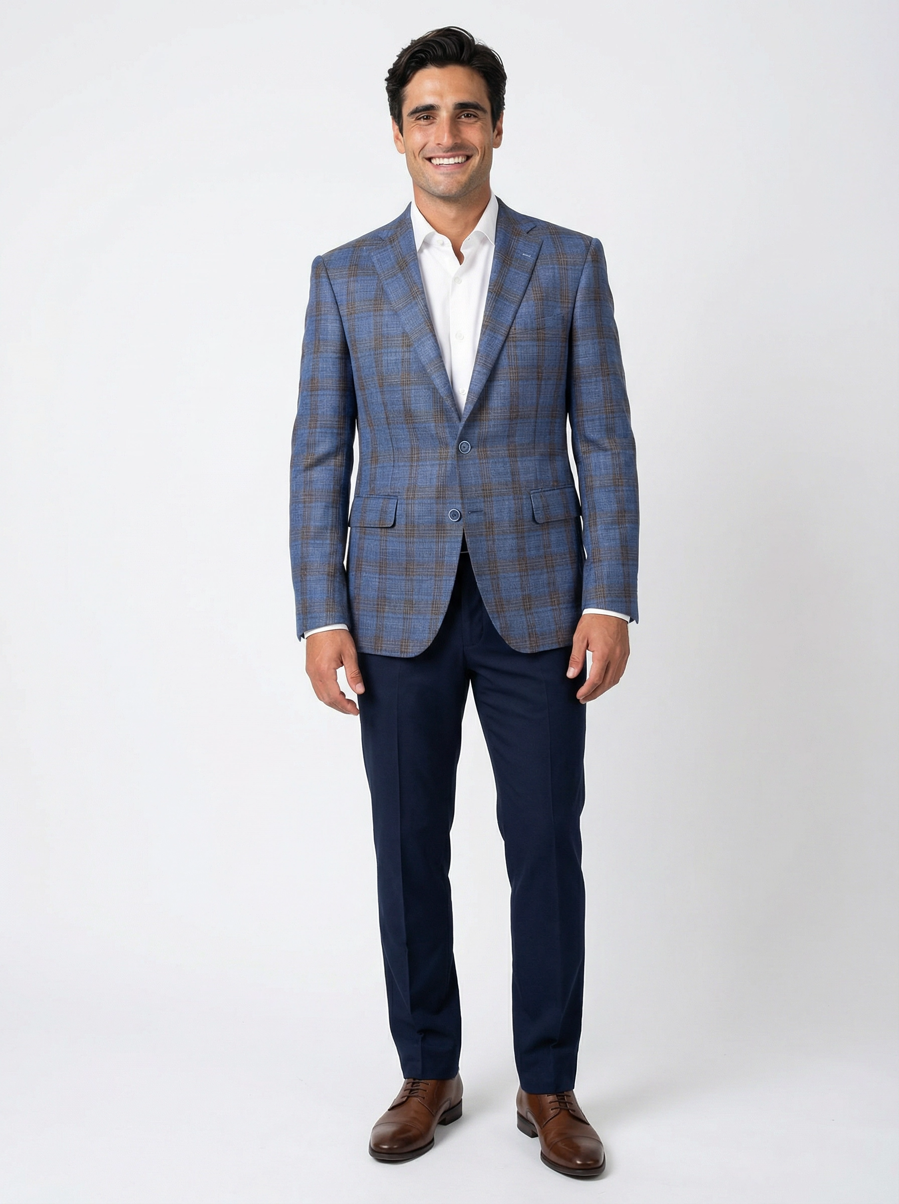 Colbert Mid Blue Brown Checkered - Grenoble