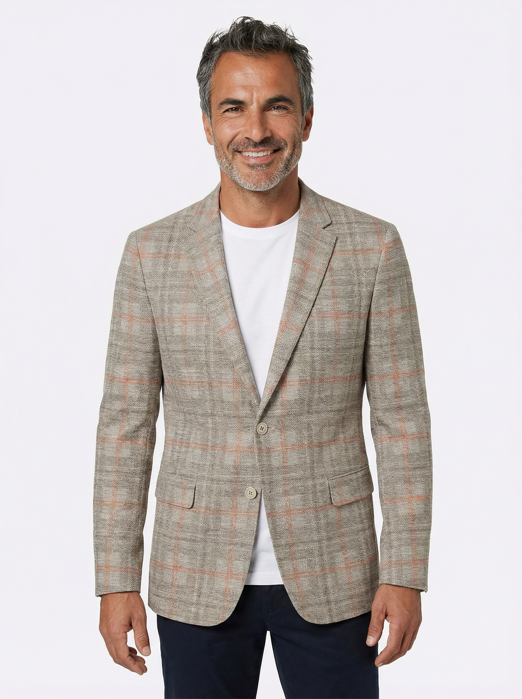 Colbert "Mireille"Light Grey Rust Checkered