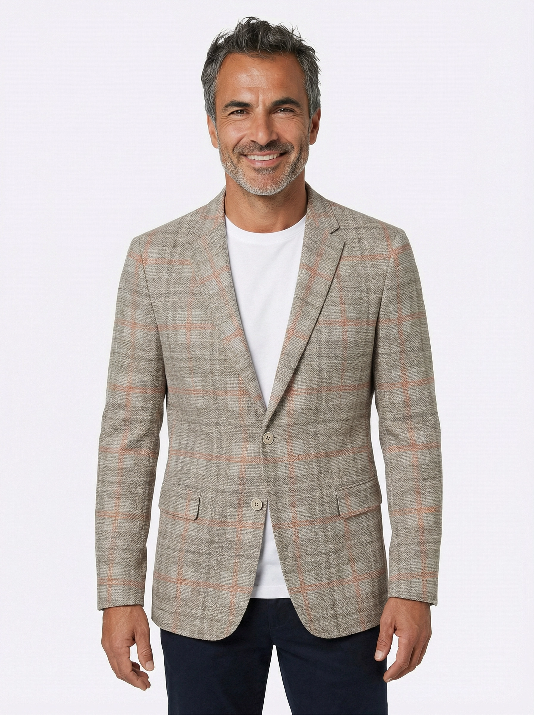Colbert "Mireille"Light Grey Rust Checkered