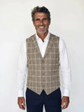 Gilet met kraag Sand Checkered