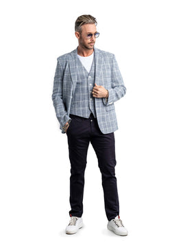 Gilet Blue Knit Checkered